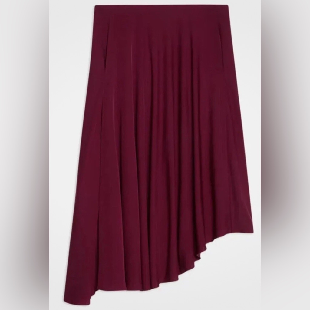 Theory Asymmetrical Silk Georgette Midi Skirt In Jewel Sz 10 Nwt